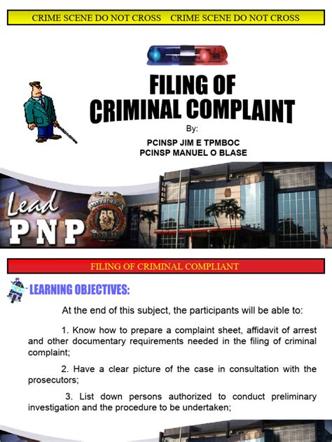 VISION: Filing of criminal complaints for  .